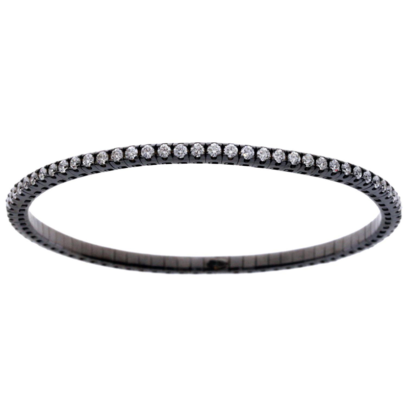18K White Gold Black Rhodium Diamond Expandable Bracelet 250 8986
